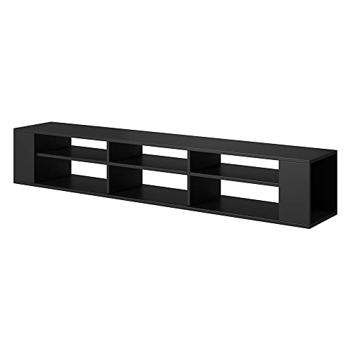 Selsey Weri - TV-Board hängend mit 6 offenen Fächern, minimalistisch, 175 cm breit (Schwarz) von Selsey