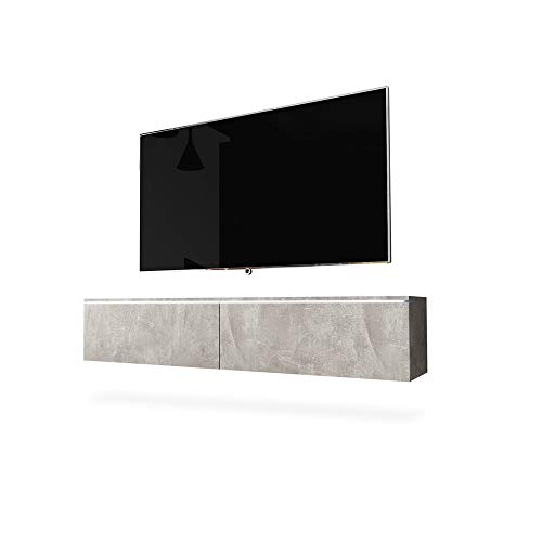 Selsey Kane – TV-Lowboard TV-Schrank hängend/stehend 140 cm (Betonoptik mit LED) von Selsey