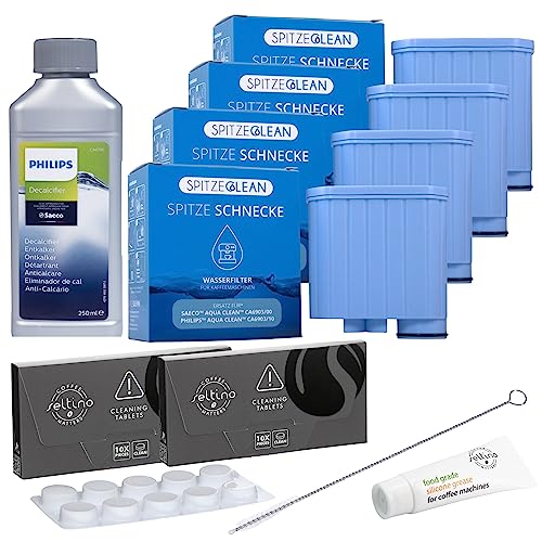 Seltino - Spitze Schnecke Wasserfilter Ersatz für Philips Saeco CA6903 - Kaffeemaschinen-Reinigungsset - 4x Wasserfilter mit Entkalker - Reinigungstabletten und Schmierfett Seltino - Spitze Schnecke Wasserfilter Ersatz für Philips Saeco CA6903 - Kaffeemaschinen-Reinigungsset - 4x Wasserfilter mit Entkalker - Reinigungstabletten und Schmierfett von Seltino