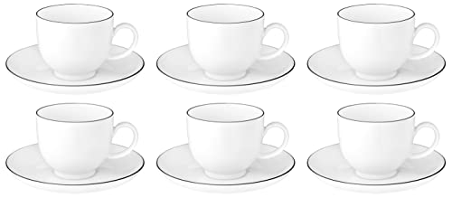 Seltmann Weiden 6 x Kaffeetasse mit Untere 0,22 l Lido Black Line 10826 - Kaffeeobertasse Kaffeeuntertasse von Seltmann Weiden