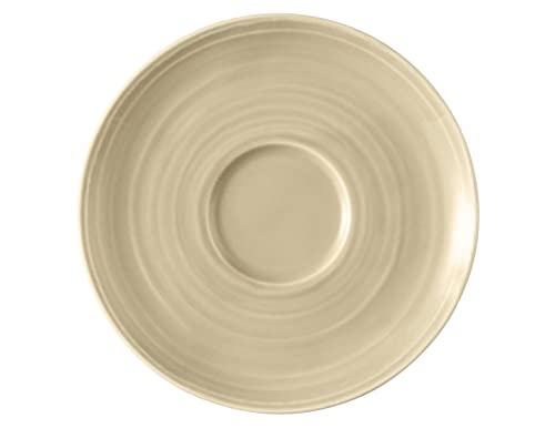 Seltmann Weiden Terra Kombi-Untertasse, 16 cm, Runder Unterteller mit spiralförmigem Relief, Spülmaschinen- und mikrowellenfest, Porzellan, Sandbeige von Seltmann Weiden