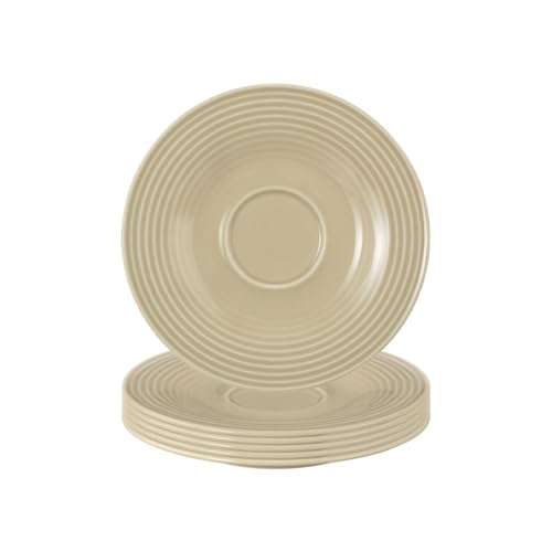 Seltmann Weiden Beat Color Glaze Kombi-Untertassen klein 6er Set | ø 13,7 cm | Passende Untertassen für Espressotasse (110 ml) und Teetasse (140 ml) | Rillenrelief | Porzellan | Sandbeige von Seltmann Weiden
