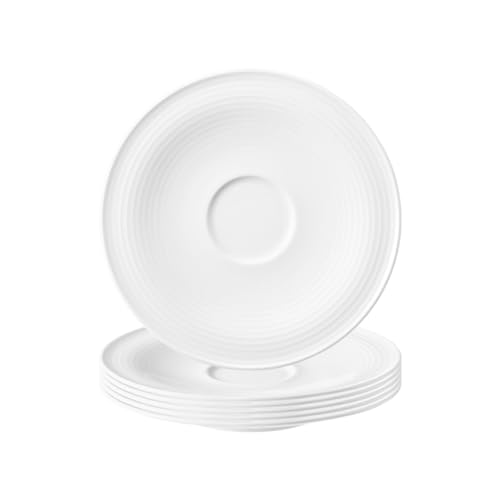 Seltmann Weiden Beat Kombi-Untertassen groß 6er Set | ø 16,7 cm | Passende Untertassen für Kaffeetasse (260 ml) und Milchkaffeetasse (350 ml) | Rillenrelief | Porzellan | Weiß von Seltmann Weiden