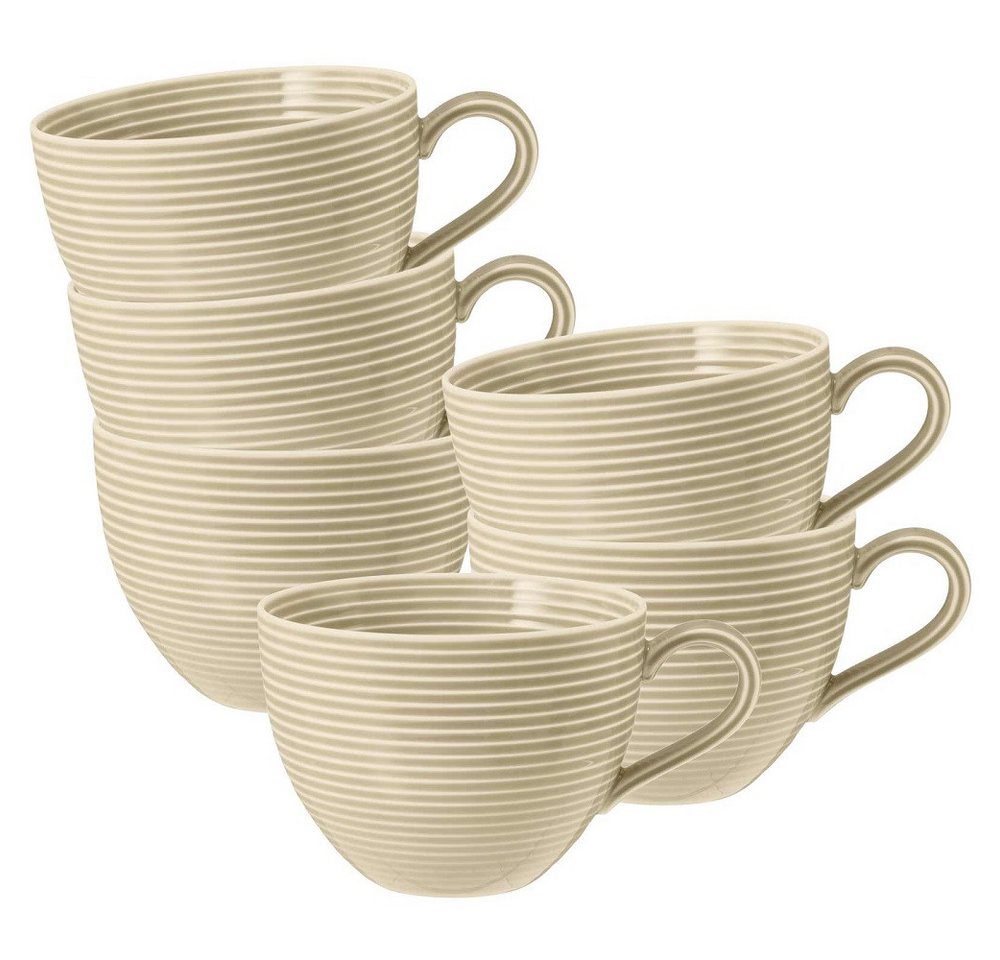 Seltmann Weiden Becher Seltmann Weiden Beat Sandbeige Milchkaffeeobertasse 0,35 l 6er Set, Porzellan von Seltmann Weiden