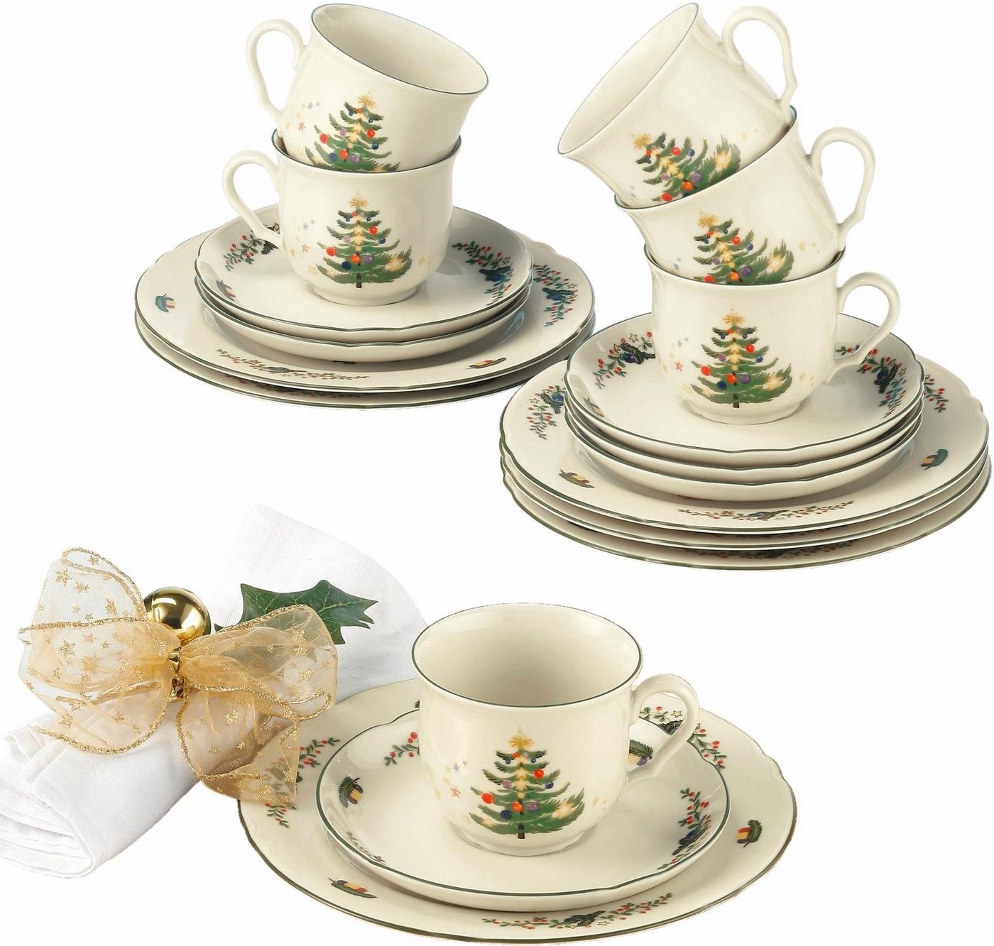 Seltmann Weiden Kaffeeservice Geschirr-Set, Service Marie-Luise, Advent, Weihnachten (18-tlg), 6 Personen, Porzellan, Made in Germany, 18 Teile, für 6 Personen von Seltmann Weiden