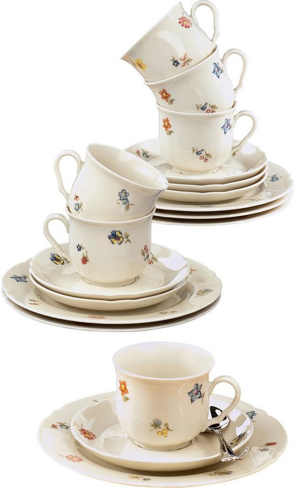 Seltmann Weiden Kaffeeservice Geschirr-Set, Service Marieluise (18-tlg), 6 Personen, Porzellan, Made in Germany, 18 Teile, für 6 Personen von Seltmann Weiden