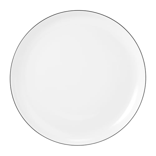 Seltmann Weiden Lido Black Line Frühstücksteller 12er Set, ø 20 cm, Runder Dessertteller mit schwarzem Rand, Porzellan von Seltmann Weiden