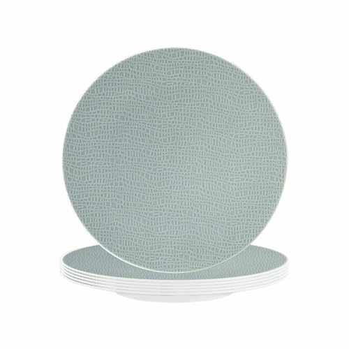 Seltmann Weiden Life Fashion Green Chic Frühstücksteller 6er Set, 22.5 cm, Runde Dessertteller mit modernem Strukturdesign, Mix & Match Geschirr, Porzellan, Türkis/Weiß von Seltmann Weiden