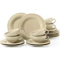 Seltmann Weiden Teeservice "Geschirr-Set Beat", (Set, 18 tlg., 6 x Teeobertasse, 6 x Kombi-Untertasse klein, 6 x Brotteller), wunderschöne Farbglasur, Made in Germany, 18 Teile, für 6 Personen von Seltmann Weiden