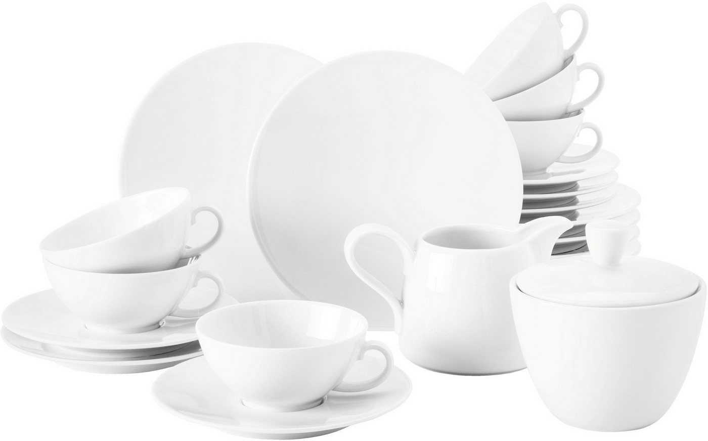 Seltmann Weiden Teeservice Geschirr-Set Life (20-tlg), 6 Personen, Porzellan, mit Linien-Dekor, Made in Germany, 20 Teile, für 6 Personen von Seltmann Weiden