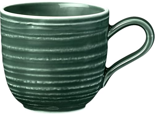 Seltmann Weiden Terra Espressotasse, 90 ml, Mokkatasse mit spiralförmigem Relief, Spülmaschinen- und mikrowellenfest, Porzellan, Moosgrün von Seltmann Weiden