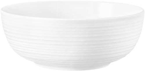 Seltmann Weiden Terra Foodbowl 20 cm, 1720 ml, Servierschale mit spiralförmigem Relief, Spülmaschinen- und mikrowellenfest, Porzellan, Weiß von Seltmann Weiden