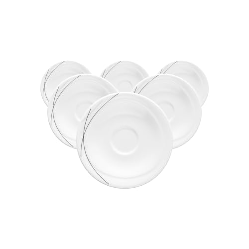 Seltmann Weiden Trio Highline Kombi-Untertassen groß 6er Set, 13 cm, Runde Unterteller mit schwarz-grauen Linien, Spülmaschinen- und Mikrowellenfest, Porzellan, Weiß von Seltmann Weiden