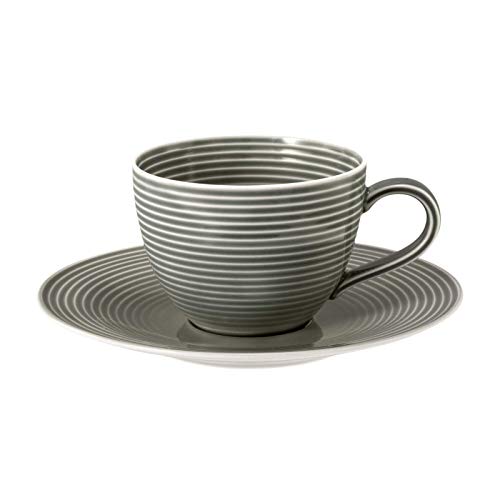 Seltmann Kaffeetasse 0,26 l - 2-tlg. Beat Sandbeige, Arktisblau, Perlgrau, Salbeigrün - Kaffeetasse mit Untertasse - Farbe und Menge wählbar (Perlgrau, 1) von Seltmann Weiden