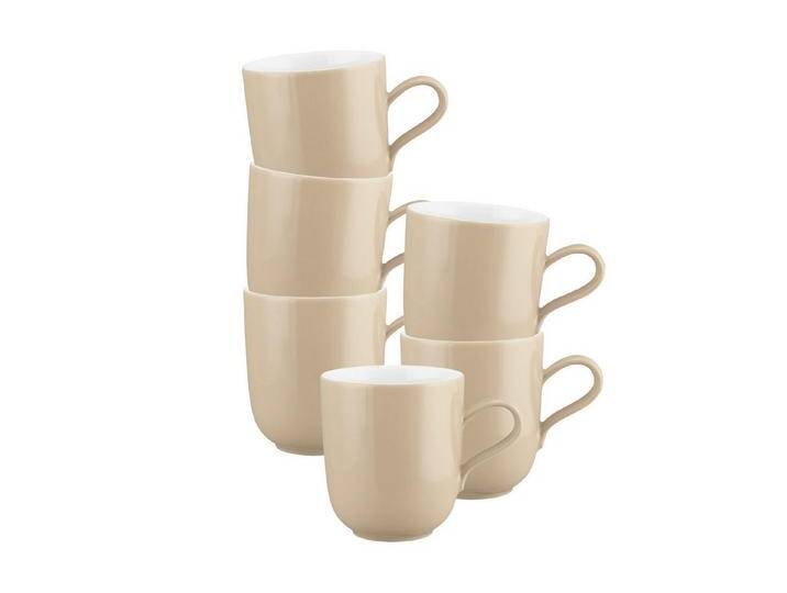 Seltmann Weiden Becher Liberty Pure Colors Henkelbecher 400 ml 6er Set, Porzellan, beige braun, Dusty Beige von Seltmann