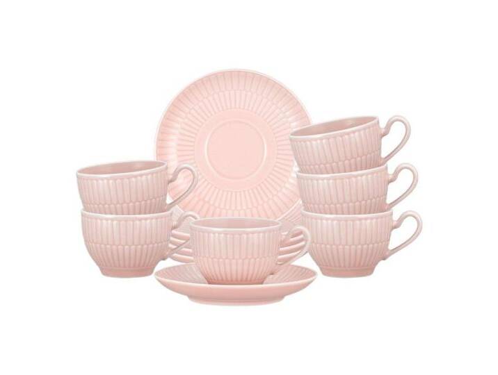 Seltmann Weiden Espressotasse Amina rosè Espressotasse + Untertasse 6er Set, Porzellan, rosa von Seltmann