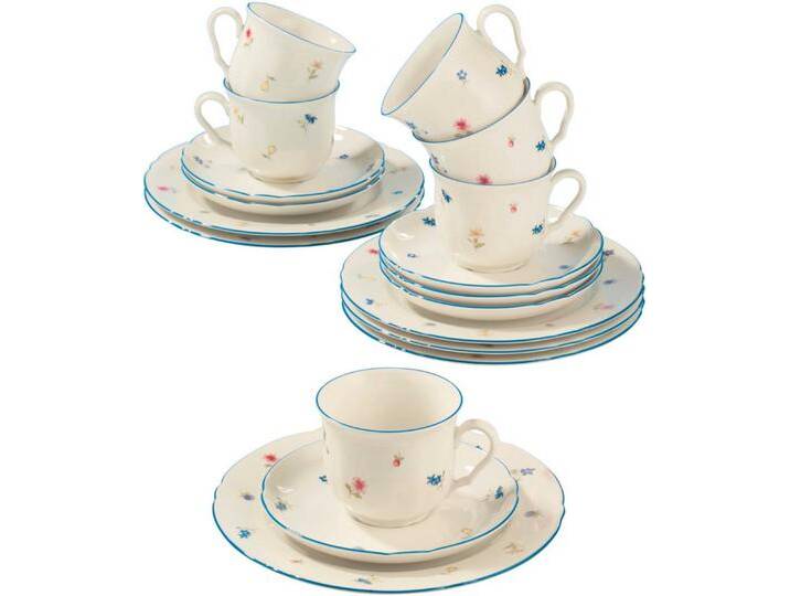 Seltmann Weiden Kaffeeservice Geschirr-Set, 18 Teile, Marieluise Streublume (18-tlg), 6 Personen, Porzellan, Teller, Tasse, Untertasse, Made in Germany, 18 Teile von Seltmann