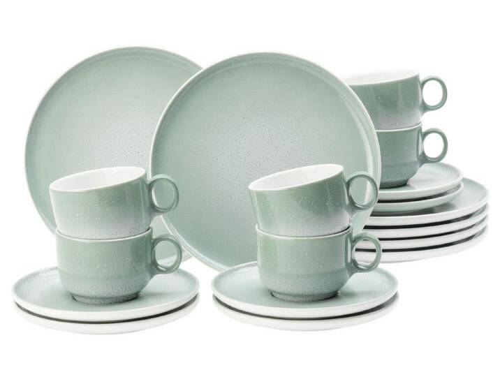 Seltmann Weiden Kaffeeservice Sento Home, Geschirr-Set, 18-teilig (18-tlg), 6 Personen, Porzellan, harmonisch geschwungene Form, grün, Aura mint von Seltmann
