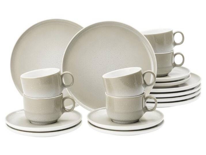 Seltmann Weiden Kaffeeservice Sento Home, Geschirr-Set, 18-teilig (18-tlg), 6 Personen, Porzellan, harmonisch geschwungene Form, weiß, Aura cream von Seltmann