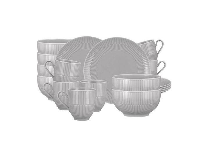 Seltmann Weiden Kombiservice Amina Frühstücks-Set 18er Set (18-tlg), Porzellan, grau silberfarben, Silbergrau von Seltmann