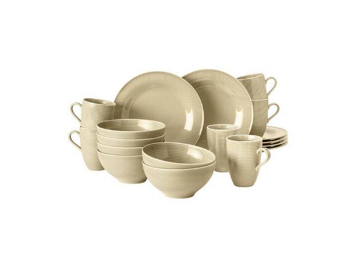 Seltmann Weiden Kombiservice Beat Color Glaze Frühstücks-Set 18er Set (18-tlg), Porzellan, beige, Sandbeige von Seltmann