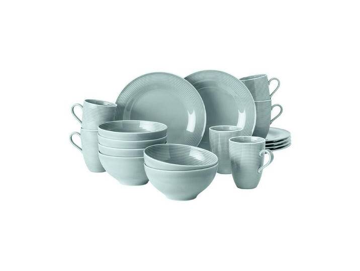 Seltmann Weiden Kombiservice Beat Color Glaze Frühstücks-Set 18er Set (18-tlg), Porzellan, blau, Arktisblau von Seltmann