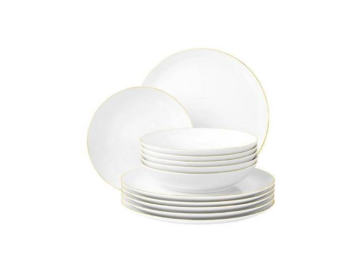 Seltmann Weiden Kombiservice Liberty Goldrand Tafelservice 12er Set (12-tlg), Porzellan von Seltmann