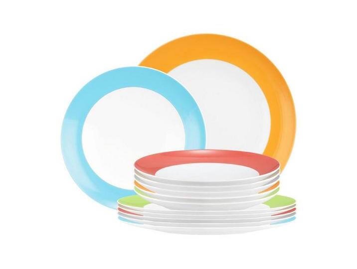 Seltmann Weiden Kombiservice Liberty Pure Colors Tafelservice 12er Set (12-tlg), Porzellan, bunt, Mixed von Seltmann