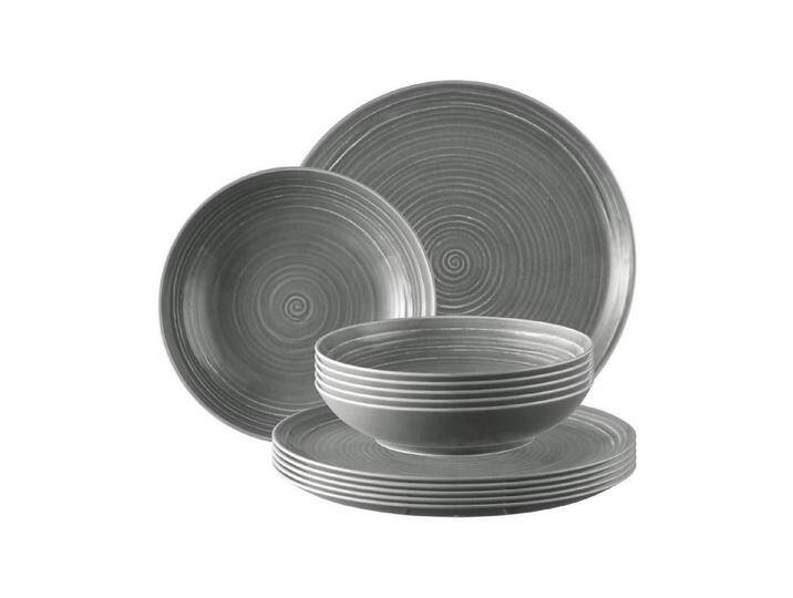 Seltmann Weiden Kombiservice Terra Tafelservice 12er Set (12-tlg), Porzellan, grau, Perlgrau von Seltmann