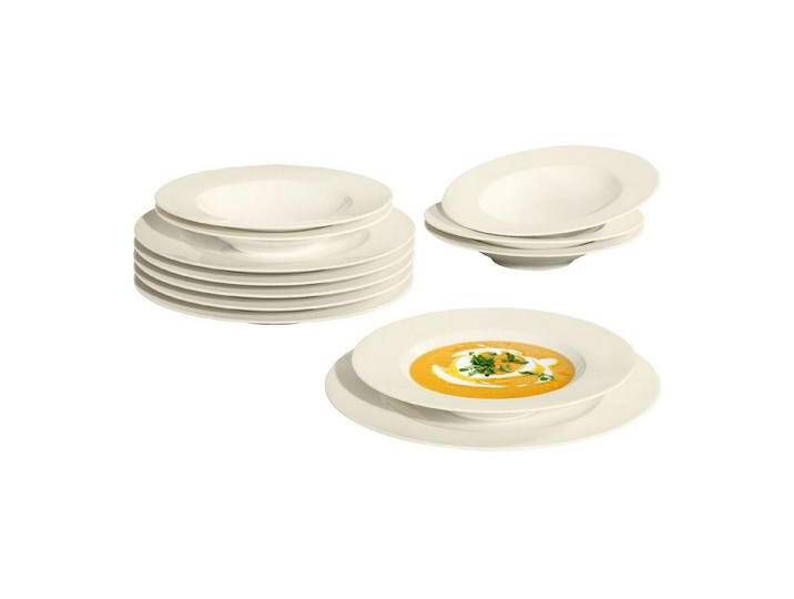 Seltmann Weiden Kombiservice Zoé Fine Diamond Tafelservice 12er Set (12-tlg), Porzellan, weiß von Seltmann