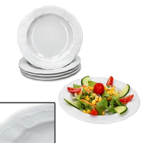 Seltmann Weiden Salzburg 6er Set Salatteller I 100ml I weiße tiefe Porzellan-Teller mit Relief für 6 Personen I Teller für Suppe, Pasta & Co. von Seltmann Weiden