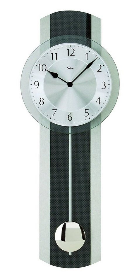 Selva Technik Wanduhr SELVA Funk-Pendelwanduhr Carbon-Optik Taching von Selva Technik