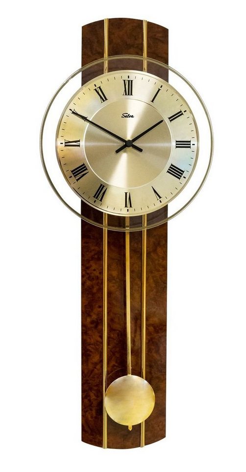 Selva Technik Wanduhr SELVA Funk-Pendelwanduhr Wurzelnuss Grafrath von Selva Technik