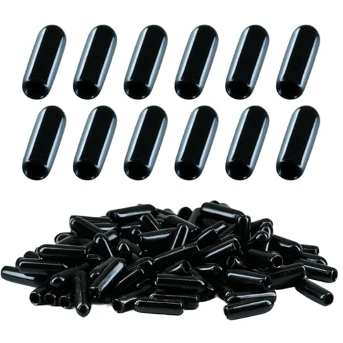 100 Stück Gummi-Endkappen Vinyl Rundrohr Bolzenkappen Abdeckschrauben Schrauben-Gewindeschutz Schwarz (3mm) von Selyse
