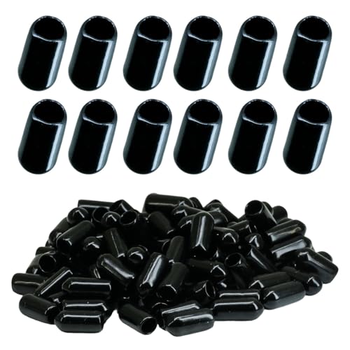 100 Stück Gummi-Endkappen Vinyl Rundrohr Bolzenkappen Abdeckschrauben Schrauben-Gewindeschutz Schwarz (5mm) von Selyse