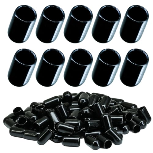 100 Stück Gummi-Endkappen Vinyl Rundrohr Bolzenkappen Abdeckschrauben Schrauben-Gewindeschutz Schwarz (8mm) von Selyse