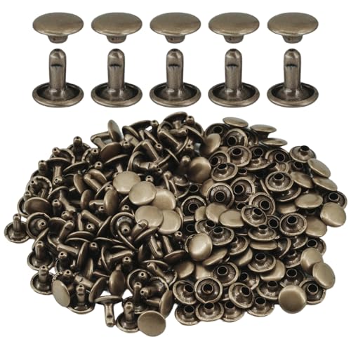 Selyse 100 Stück Hohlnieten 9 * 9mm Schaft Doppelkopf Rundnieten Ziernieten Metall Nieten für DIY Handwerk Leder, Ersatz Nieten(Antikbronze) von Selyse
