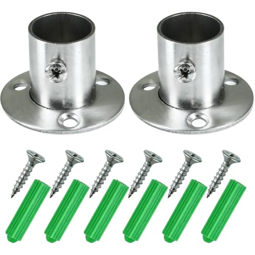 Selyse 2 Stück Edelstahl Kleiderschrank Rohrhalterung, Flansch Sockel Rundrohr Halter mit 6 Schrauben, Rostfreie Verstellbare Wandhalterung (19mm) von Selyse