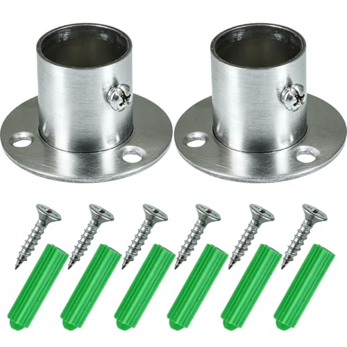 Selyse 2 Stück Edelstahl Kleiderschrank Rohrhalterung, Flansch Sockel Rundrohr Halter mit 6 Schrauben, Rostfreie Verstellbare Wandhalterung (22mm) von Selyse