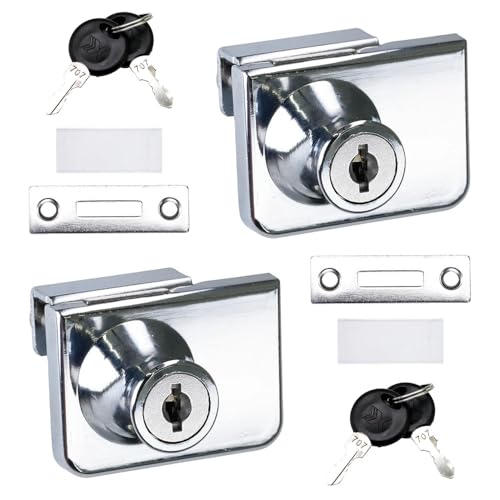 Selyse 2 Stück Vitrinenschlösser für Glastüren, Schloss ohne Bohren, Zinklegierung, 4-8mm Glastür, 4 Schlüssel für Schrank, Vitrine und Möbel Selyse 2 Stück Vitrinenschlösser für Glastüren, Schloss ohne Bohren, Zinklegierung, 4-8mm Glastür, 4 Schlüssel für Schrank, Vitrine und Möbel von Selyse