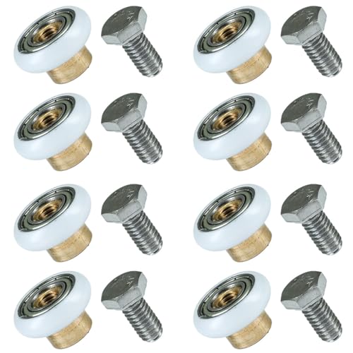 Selyse 8er Set Duschtürrollen aus Edelstahl, 19mm/23mm/25mm/27mm Durchmesser, Ersatzrollen für Schiebetüren und Duschkabinen (19mm) von Selyse