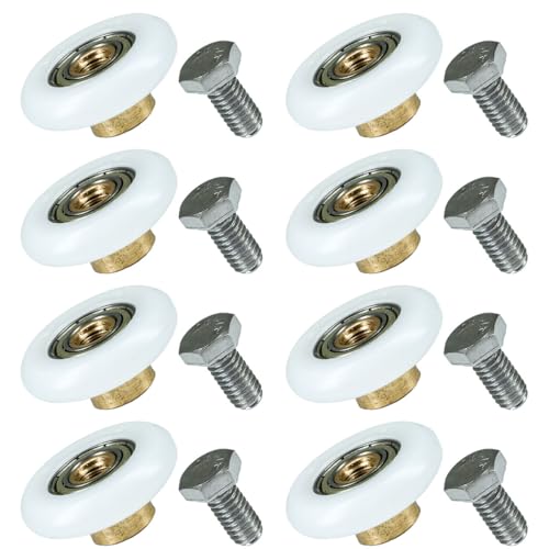 Selyse 8er Set Duschtürrollen aus Edelstahl, 19mm/23mm/25mm/27mm Durchmesser, Ersatzrollen für Schiebetüren und Duschkabinen (27mm) von Selyse