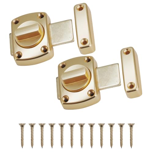 Türriegel Latch,2 Stück Drehriegel Diebstahlsicherung Edelstahl Türschloss mit Schrauben für Badezimmertür Schranktür (Golden) von Selyse