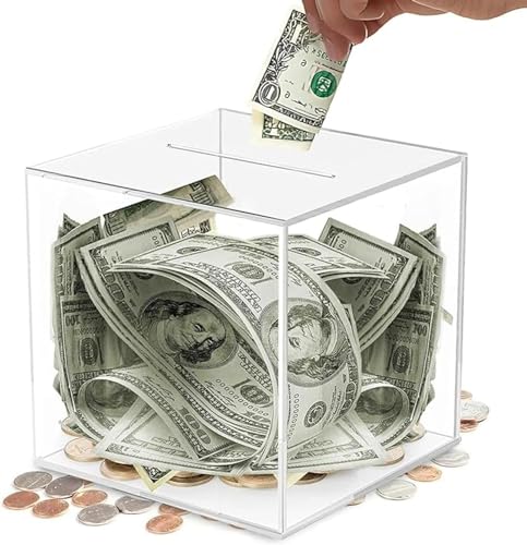 Semazz Clear Spardose Nicht zum öffne,Klare Spardose Acryl Klar Sparschwein Durchsichtig Spardose Spardosen Großes Geld Dose Transparent Spartopf für Erwachsene Kinder Münzen Bargeld ändern Lagerung von Semazz