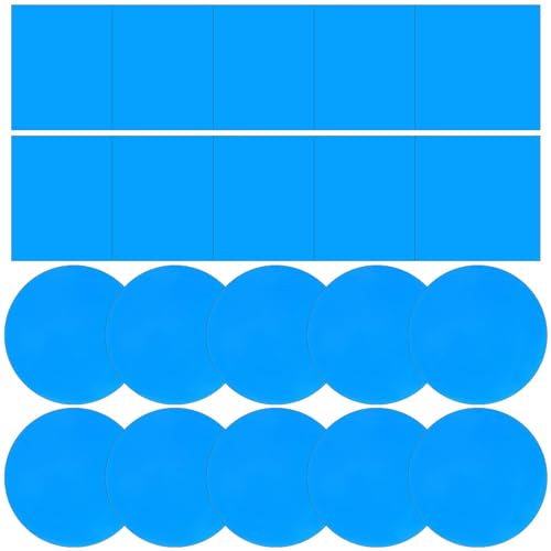 Semazz Reparaturflicken Pool für Schwimmbecken,20 PCS Vinyl Unterwasserkleber Pool PVC Selbstklebend Unterwasser Reparatur Kit für Zelt Schwimmbäder Wasserbetten Lazy Spa 10 Quadrate + 10 Kreise Blau von Semazz