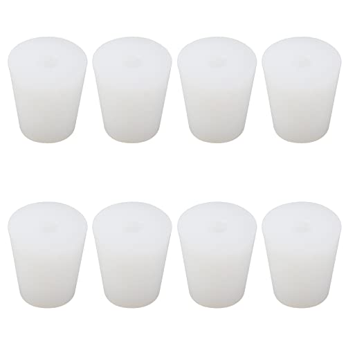 Semetall 8 x Gummistopper mit Loch, solide Labor-Gummistopfen mit Durchmesser 25 mm x 19 mm, Lochdurchmesser 8 mm, Höhe 28 mm von Semetall