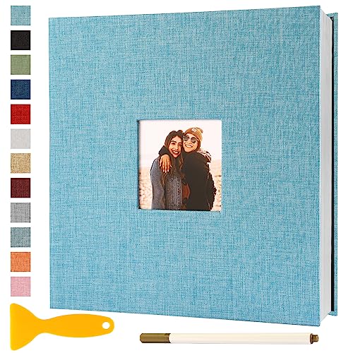 Fotoalbum Selbstklebend 28x27 Groß Fotoalbum Zum Einkleben Scrapbook Selbstgestalten Photo Album Fotobuch Baby Hochzeit Gästebuch Erinnerungsbuch Urlaub Briefmarkenalbum Geburtstag, 40 Seiten Hellblau von Semfalbuums