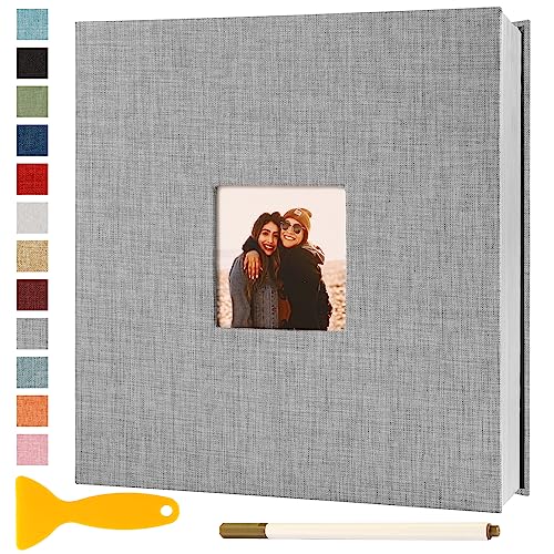 Fotoalbum Selbstklebend 28x27 Groß Fotoalbum Zum Einkleben Scrapbook Selbstgestalten Photo Album Fotobuch Baby Hochzeit Gästebuch Erinnerungsbuch Urlaub Briefmarkenalbum Geburtstag, 40 Seiten Grau von Semfalbuums