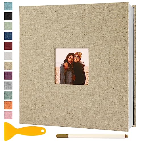 Fotoalbum Selbstklebend 28x27 Groß Fotoalbum Zum Einkleben Scrapbook Selbstgestalten Photo Album Fotobuch Baby Hochzeit Gästebuch Erinnerungsbuch Urlaub Briefmarkenalbum Geburtstag, 40 Seiten Khaki von Semfalbuums