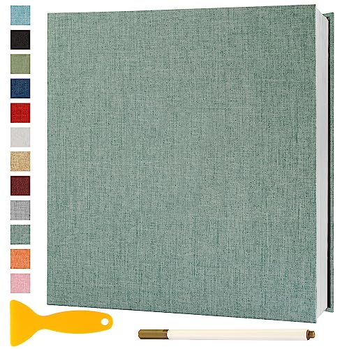 Fotoalbum Selbstklebend 28x27 Groß Fotoalbum Zum Einkleben Scrapbook Selbstgestalten Photo Album Fotobuch Hochzeit Gästebuch Baby Erinnerungsbuch Urlaub Briefmarkenalbum Geburtstag, 40 Seiten Grün von Semfalbuums